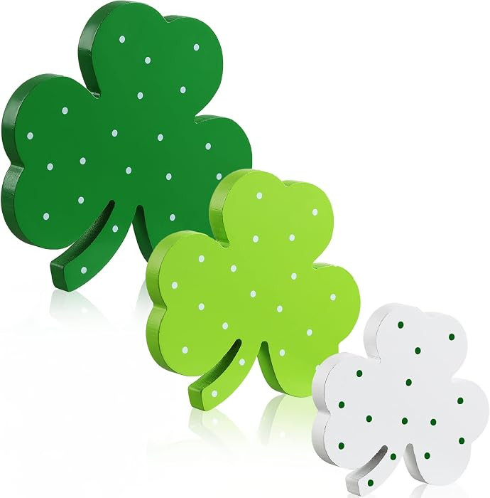 Yookeer St. Patrick's Day Table Wooden Signs 3 Pcs St. Patrick's Table Decor Irish Themed Wood Sh... | Amazon (US)