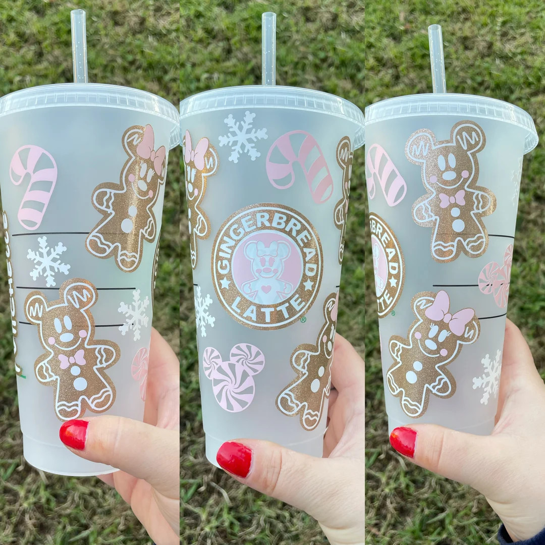 Christmas Gingerbread Minnie and Mickey Cold Cup // Christmas Holidays Inspired Tumbler // Gift /... | Etsy (US)