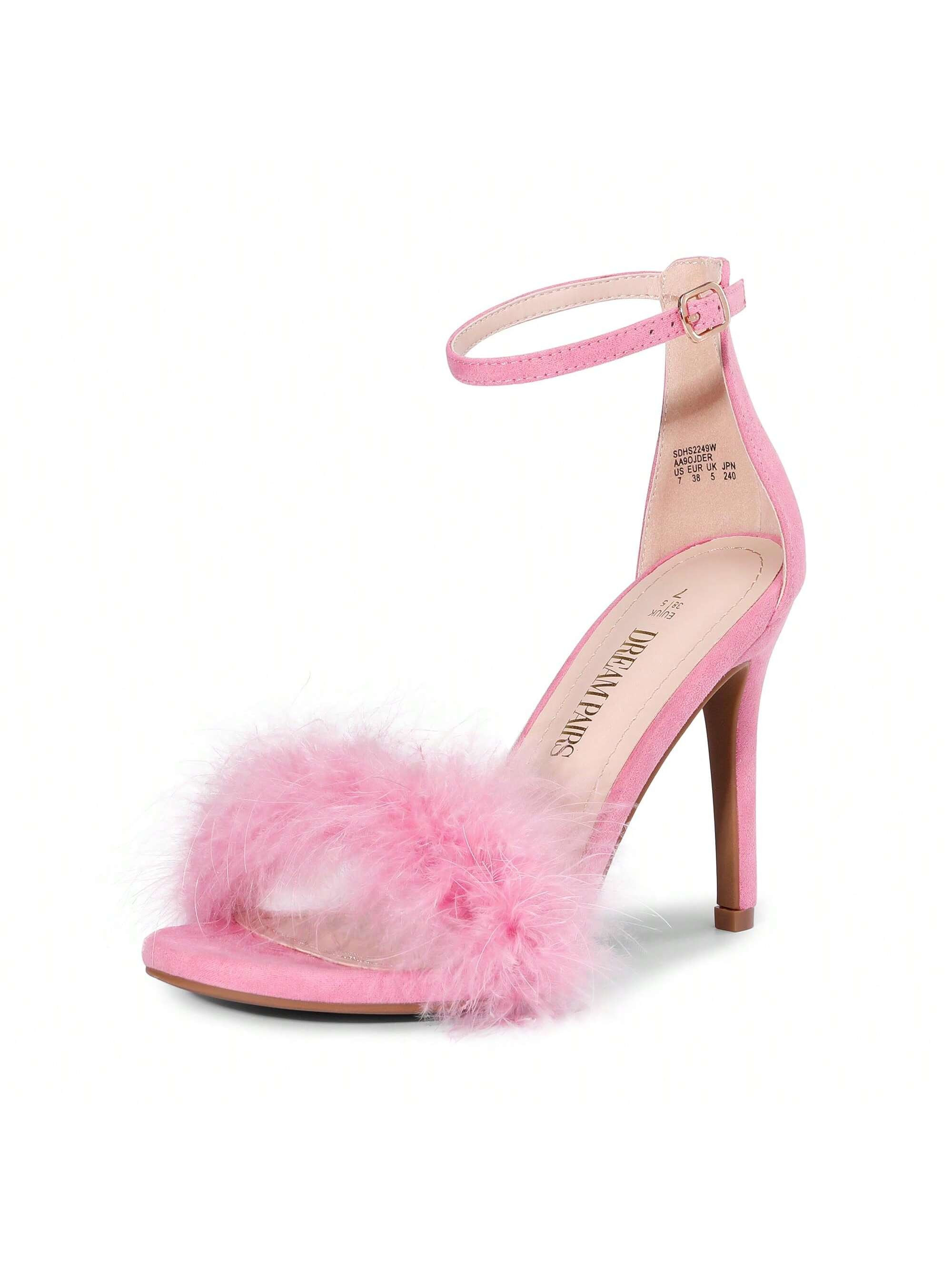 DREAM PAIRS Women's Feather Heels Open Toe Ankle Strap Party Dress High Stiletto Heeled Sandals B... | SHEIN