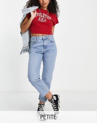 Topshop Petite organic cotton bleached raw hem Straight jeans | ASOS | ASOS (Global)