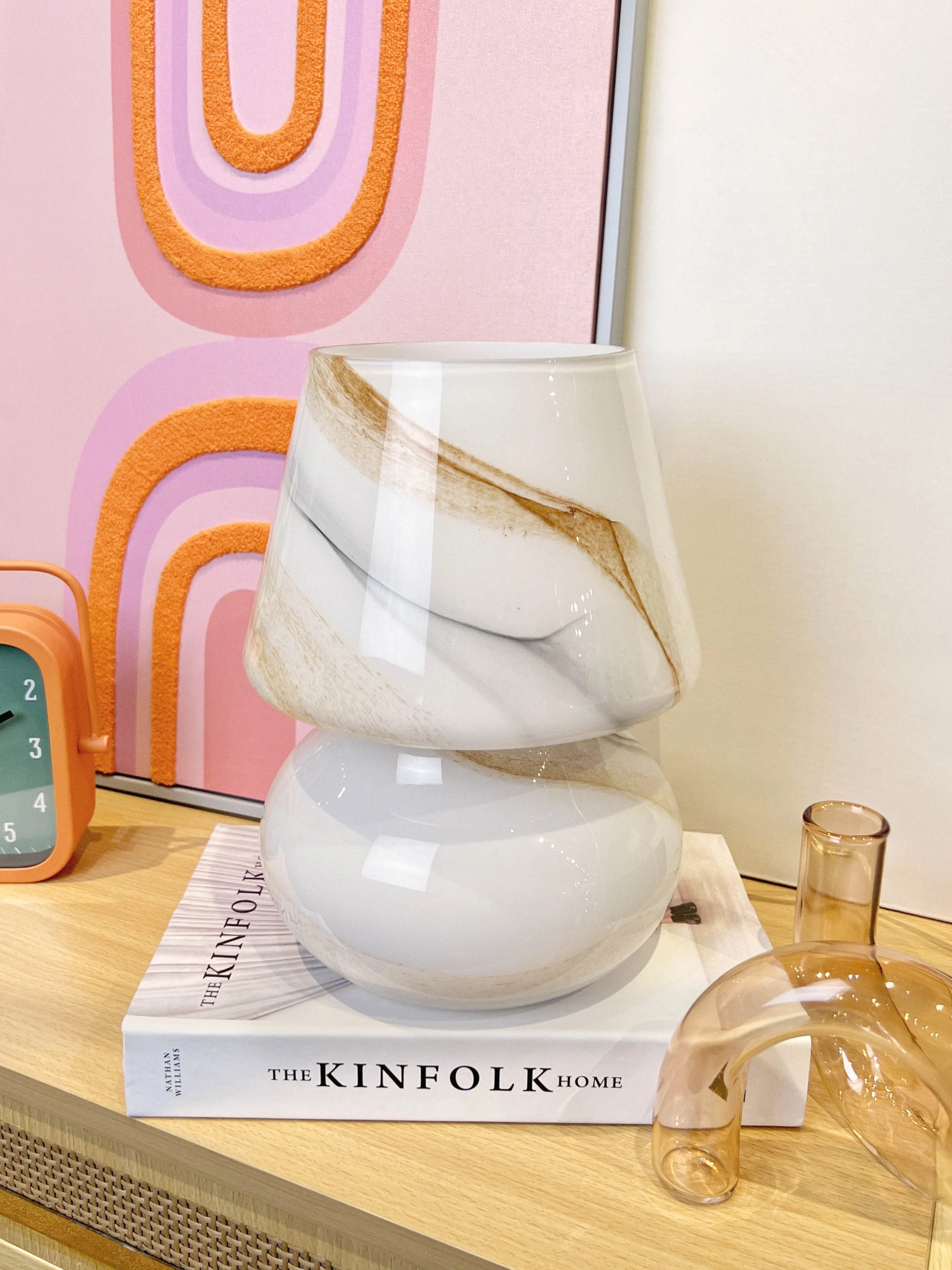 Urban Shop Brown Marble Glass Mushroom Lamp, 10" H x 7.5" W, Plug in | Walmart (US)