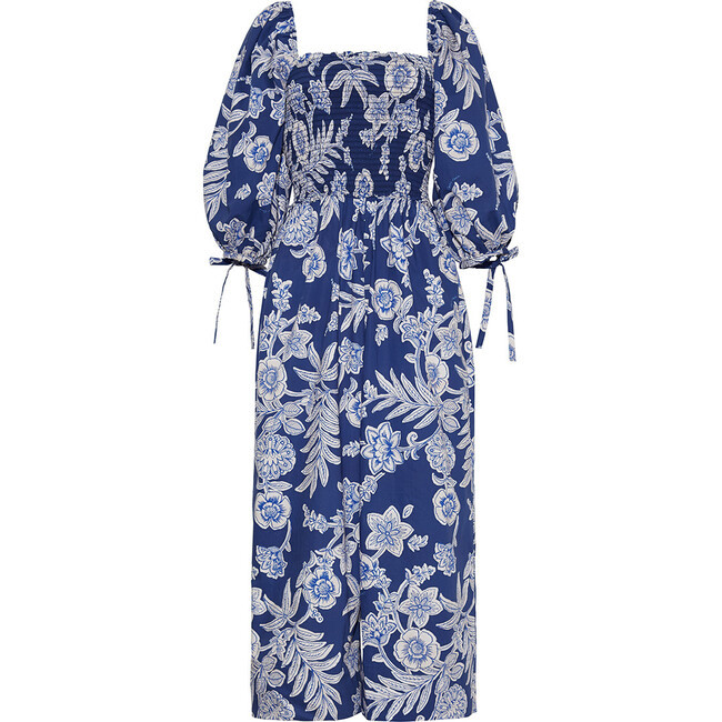 Women's Jazzy Anna Three-Quarter Sleeve Floral Jumpsuit, Navy - Cara Cara Dresses | Maisonette | Maisonette