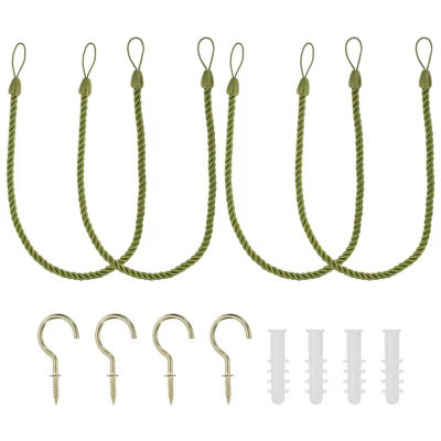 Unique Bargains Polyester Braided Decorative Curtain Tiebacks 4 Pcs Dark Green | Target