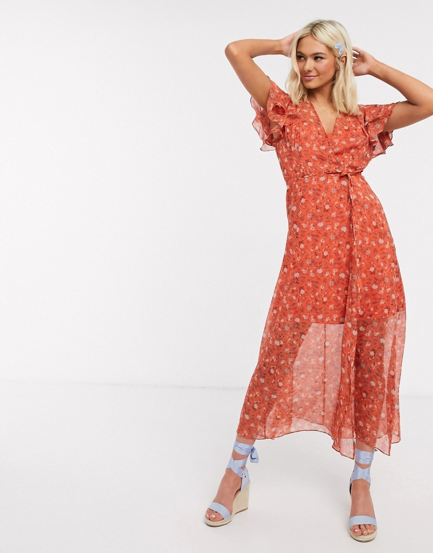 French Connection floral wrap maxi dress-Orange | ASOS (Global)