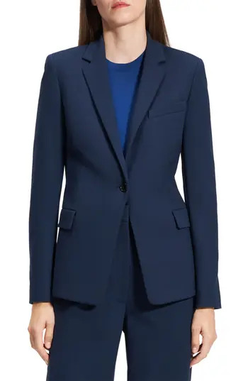 Theory One-Button Blazer in Brght Navy at Nordstrom Rack, Size 6 | Nordstrom Rack