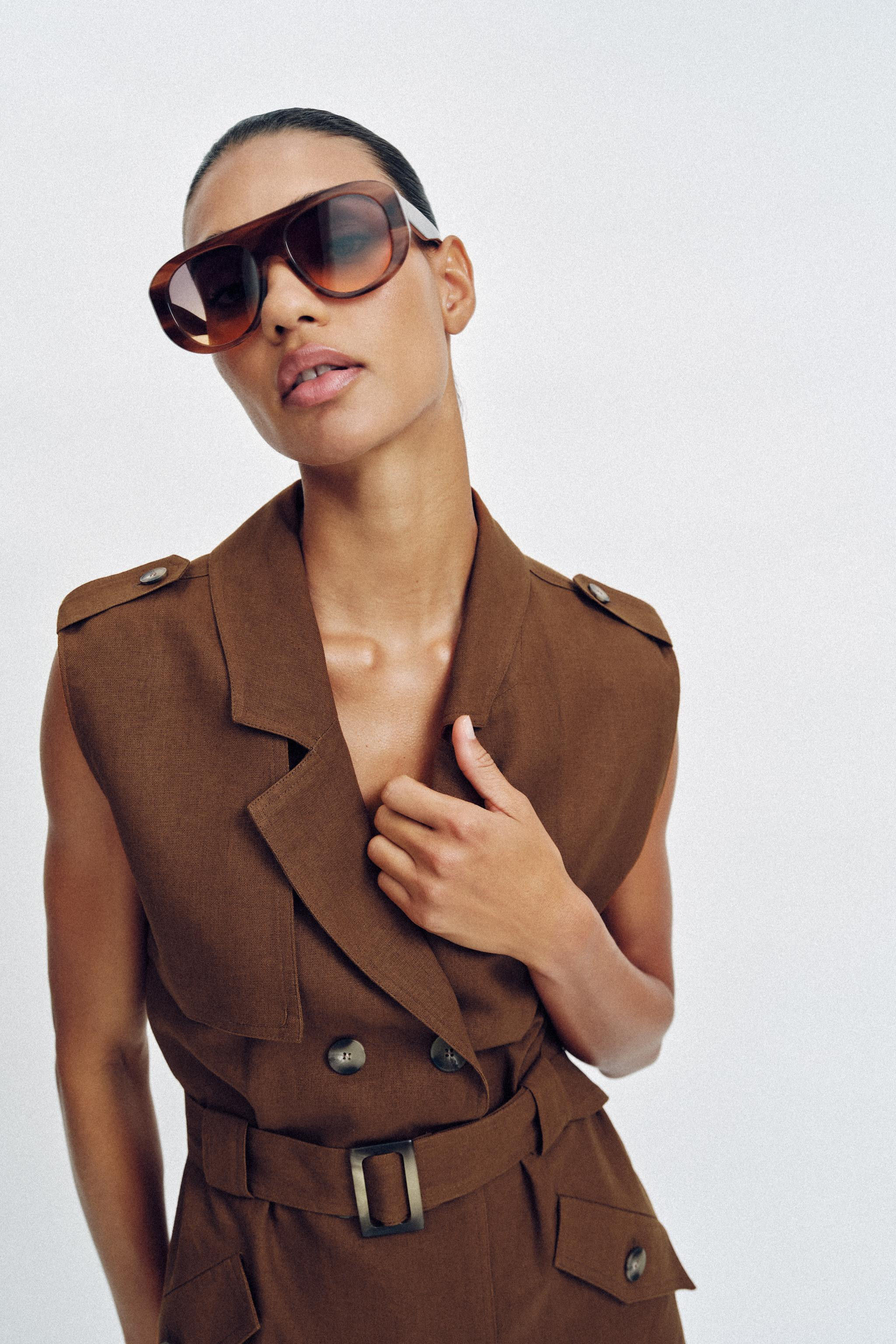 SHORT LINEN BELTED DRESS | Zara US