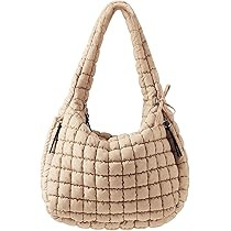 Puffer Quilted Tote Bag for Women Nylon Crossbody Bags Puffy Purse Hobo Large Shoulder Bag Trendy | Amazon (US)