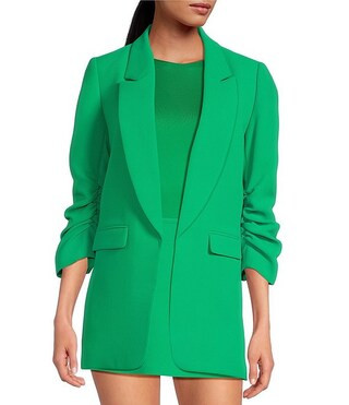 Gianni Bini Jemma Ruched 3/4 Sleeve Shawl Collar Twill Boyfriend Blazer | Dillard's | Dillard's