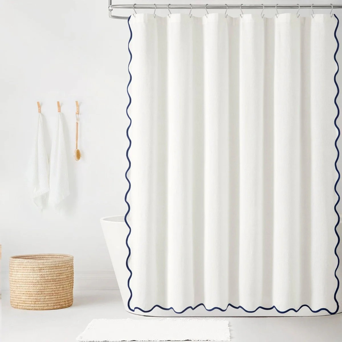 Coastal Chic Scalloped Edge Shower Curtain | Lush Decor