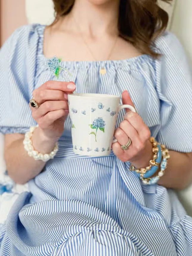 Blue Hydrangea Watercolor Latte Coffee Mug | Sorelle Gifts
