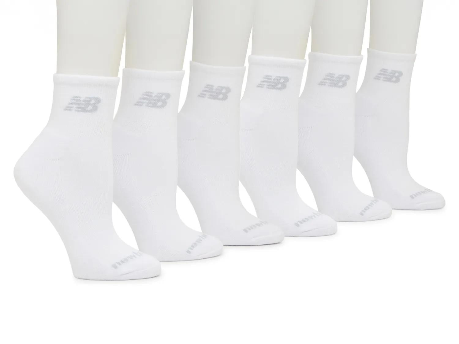 New Balance Cushioned Quarter Socks 6 Pack | Women's | White | Size One Size | Socks | Ankle | Athletic | DSW