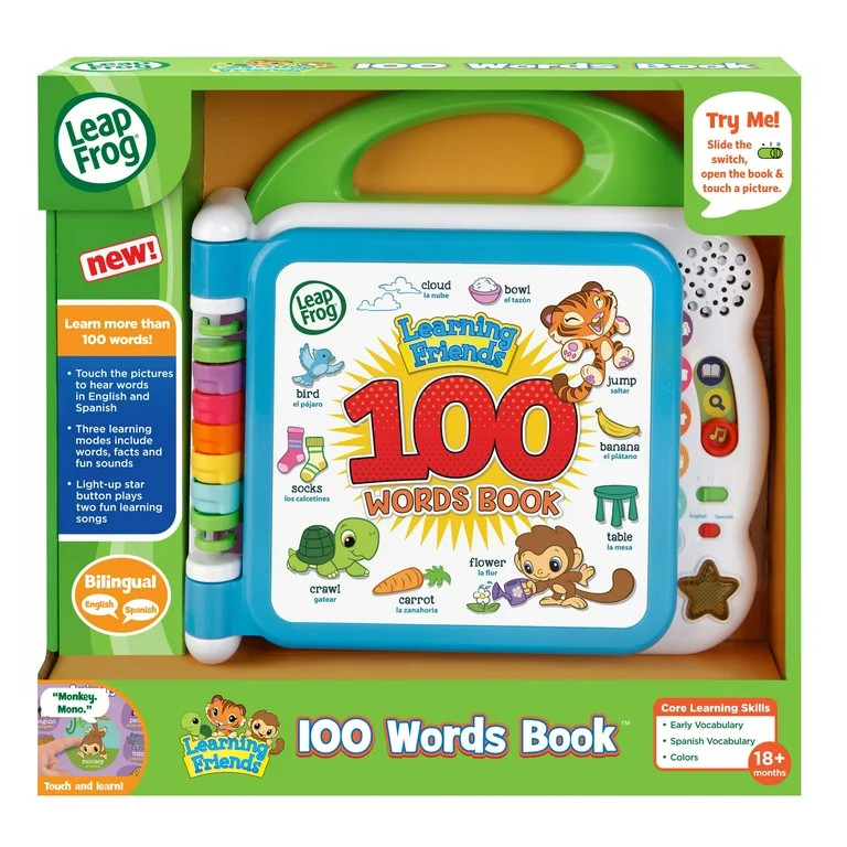 Leapfrog Learning Friends 100 Words Bilingual Electronic Book for Toddlers, Teaches Words, Spanis... | Walmart (US)