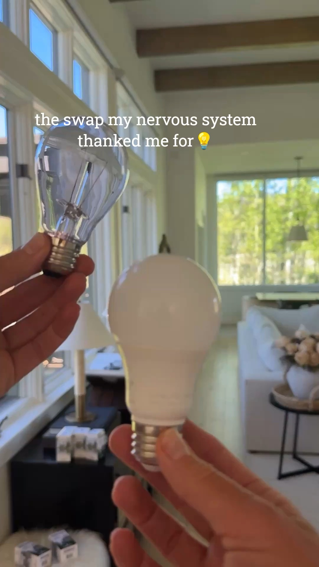 💡The swap my nervous system thanked me for💡I finally ditched the standard LED bulbs and switched to full-spectrum lighting… and my body is still thanking me🙌🏻

If you’ve been feeling wired at night, anxious for no reason, struggling to wind down, or just “off,” your lighting might be the hidden culprit. Most modern LED bulbs are heavy on blue light and flicker at frequencies that keep your nervous system in a low-grade stress state. They mess with melatonin production, spike cortisol, and can literally keep your brain in fight-or-flight mode even when you’re trying to relax.

Full-spectrum bulbs mimic natural sunlight — balanced wavelengths, no harsh flicker, and a much kinder light for your eyes, brain, and entire nervous system. Within days I noticed:
•  Deeper sleep
•  Less eye strain & headaches
•  Calmer energy throughout the day
•  Better mood & focus

Your home lighting is either supporting your nervous system… or secretly taxing it. This one small swap has been one of the highest-ROI changes I’ve made for my health this year. Highly recommend!

#nervoussystemhealth #NonToxicHome #lowtoxliving

#LTKHome #LTKselfcare