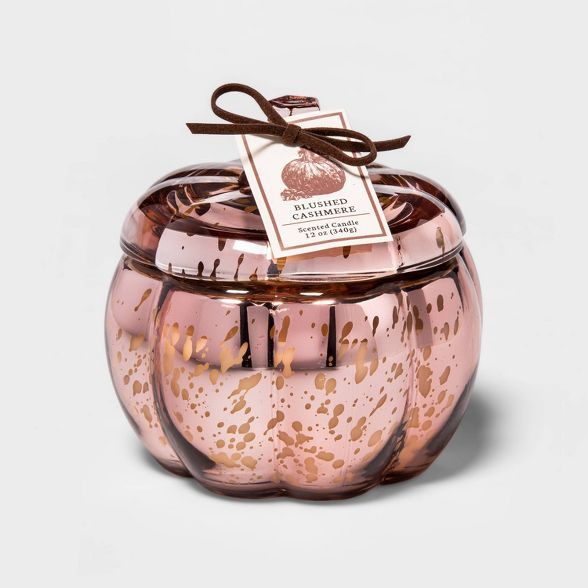 12oz Lidded Mercury Glass Pumpkin Jar 2-Wick Blushed Cashmere Candle - Threshold™ | Target
