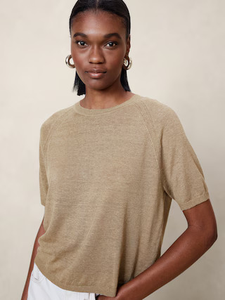Fern Linen-Blend Short-Sleeve Sweater | Banana Republic (US)