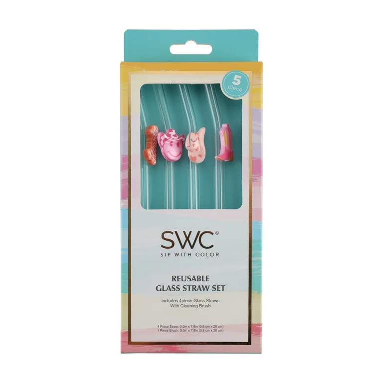 WAY TO CELEBRAT 4 PC GLASS STRAWS WITH BRUSH PDQ-HOWDY | Walmart (US)