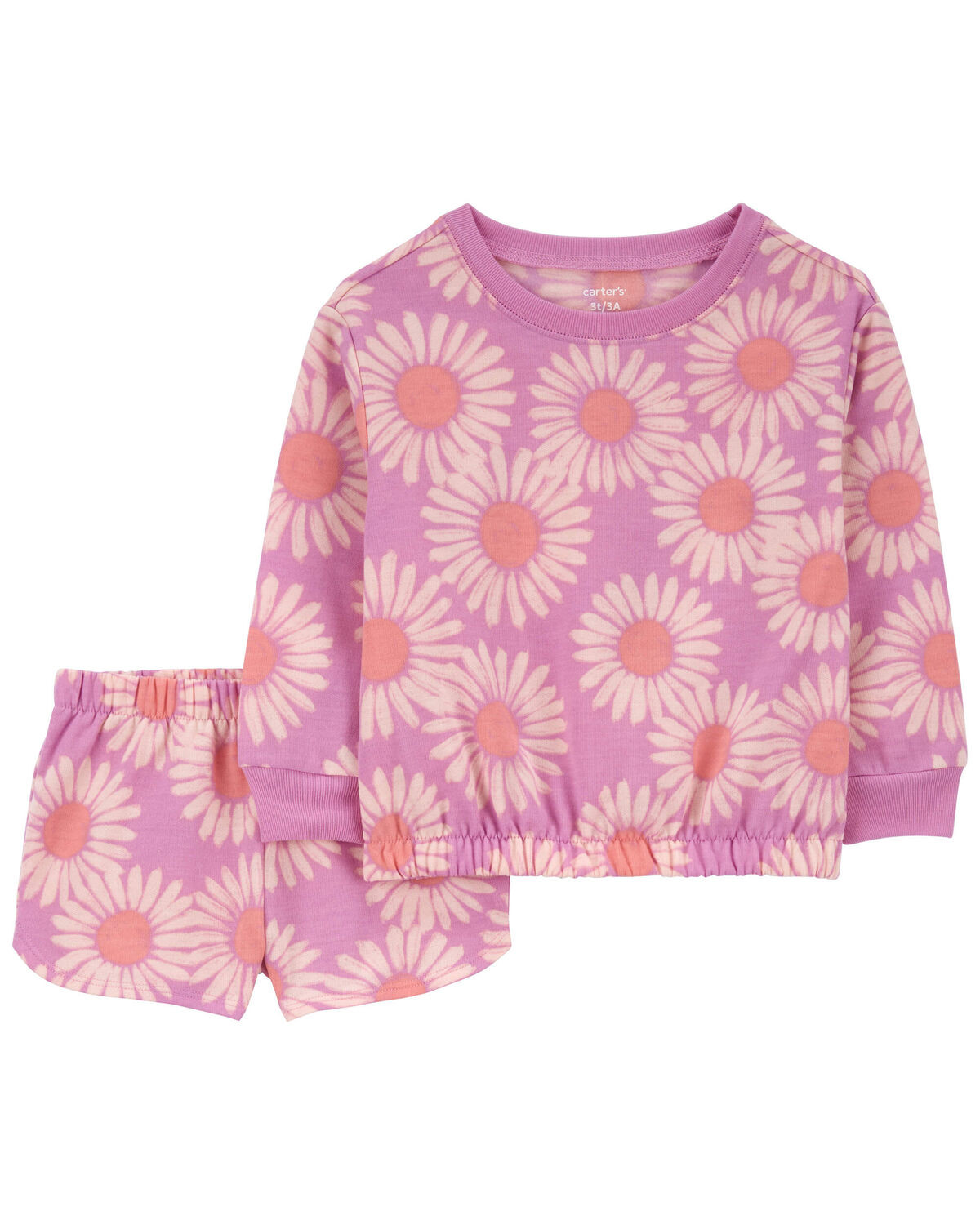 Pink Toddler 2-Piece Daisy French Terry Pajamas | carters.com | Carter's