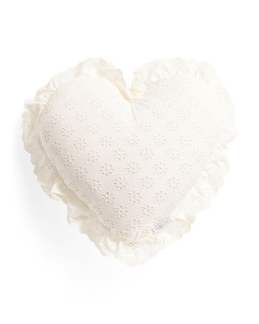18x17 Eyelet Ruffle Heart Shaped Pillow | TJ Maxx