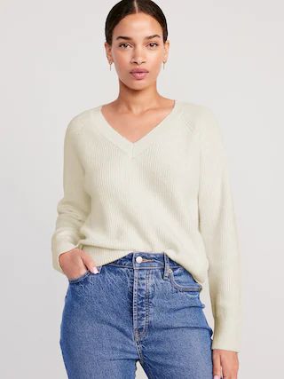 V-Neck Rib-Knit Cocoon Sweater for Women | Old Navy (US)