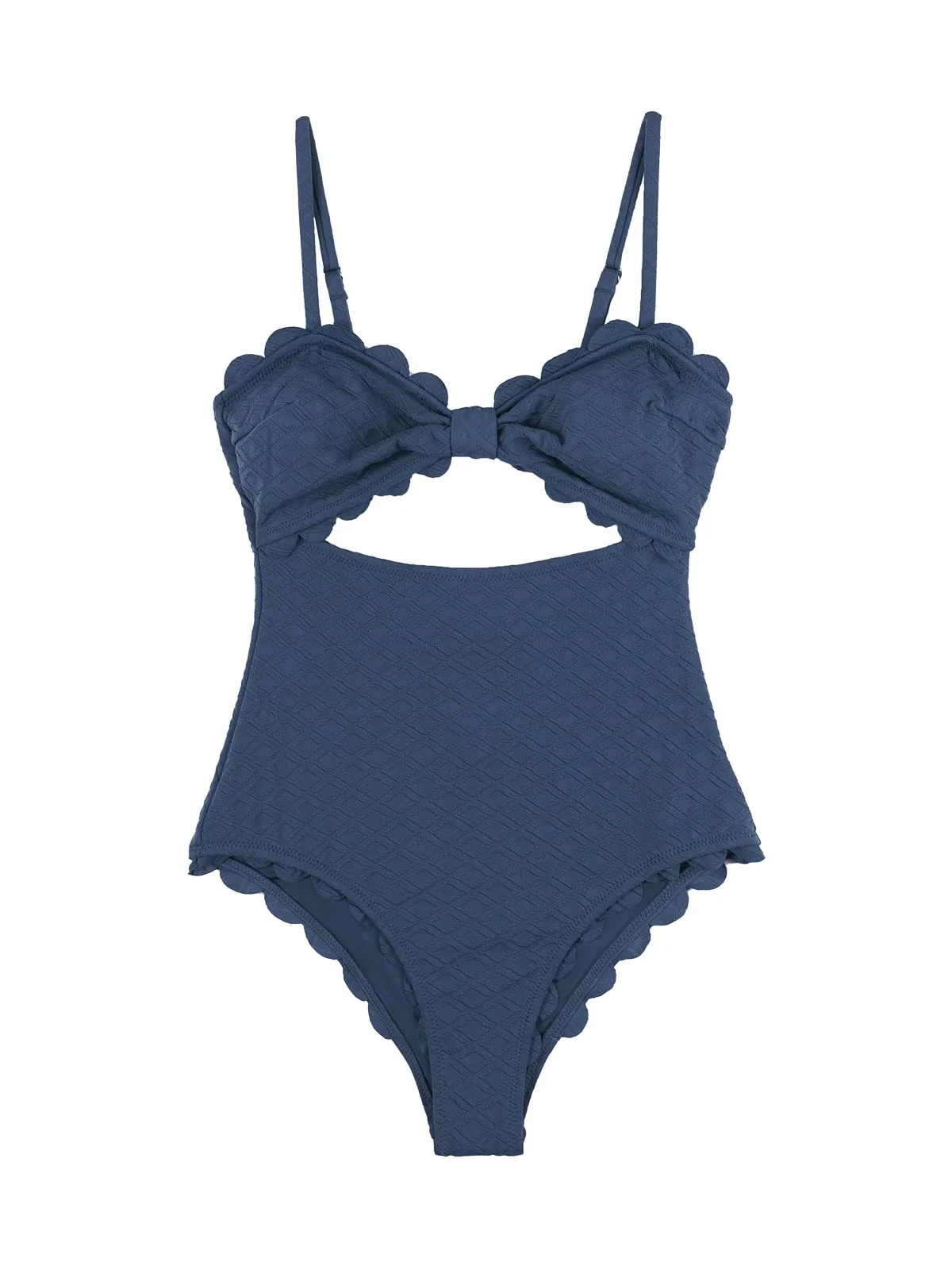 Cupshe Women's Blue One Piece Swimsuit Sexy Cutout Scallop Trim Bathing Suit, XS | Walmart (US)