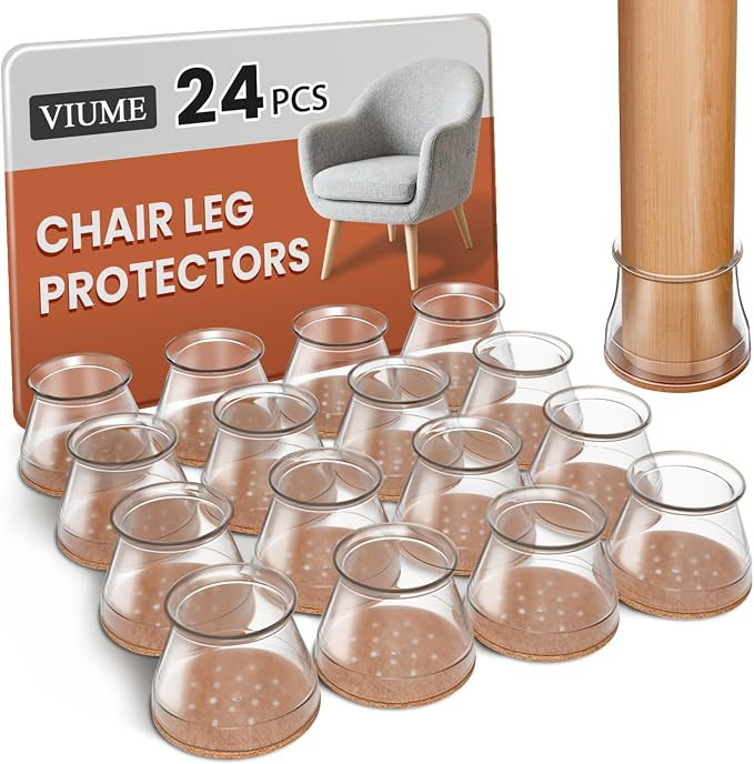 VIUME 24 Pcs Chair Leg Floor Protectors for Hardwood Floors Silicone Covers Felt Pads Furniture L... | Amazon (US)