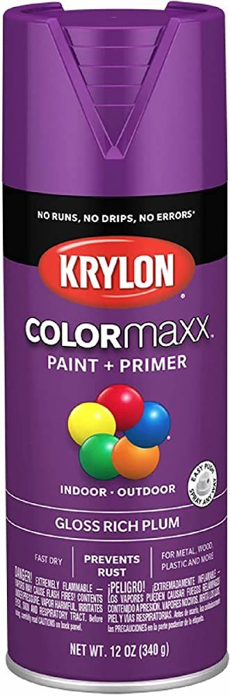 Krylon K05536007 COLORmaxx Spray Paint and Primer for Indoor/Outdoor Use, Gloss Rich Plum , 12 Ou... | Amazon (US)