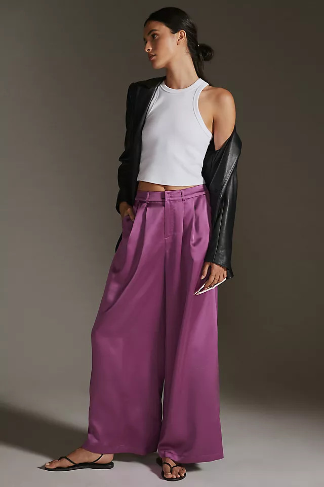 Du Paradis Wide-Leg Sateen Pants | Anthropologie (US)