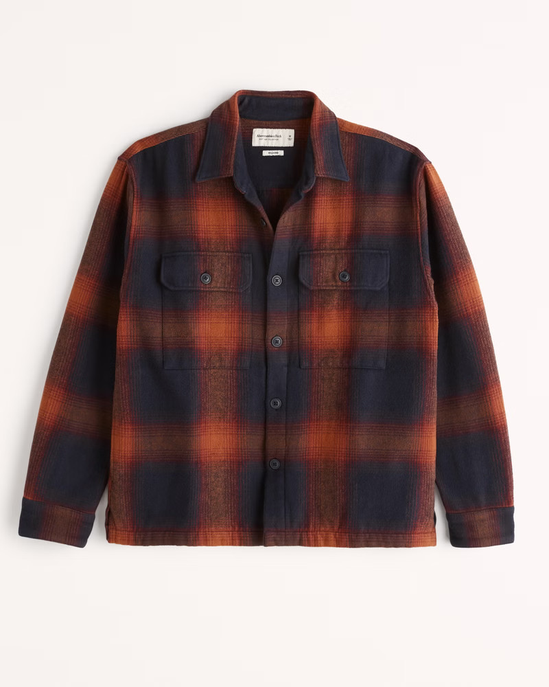 Relaxed Heavyweight Flannel Shirt Jacket | Abercrombie & Fitch (US)