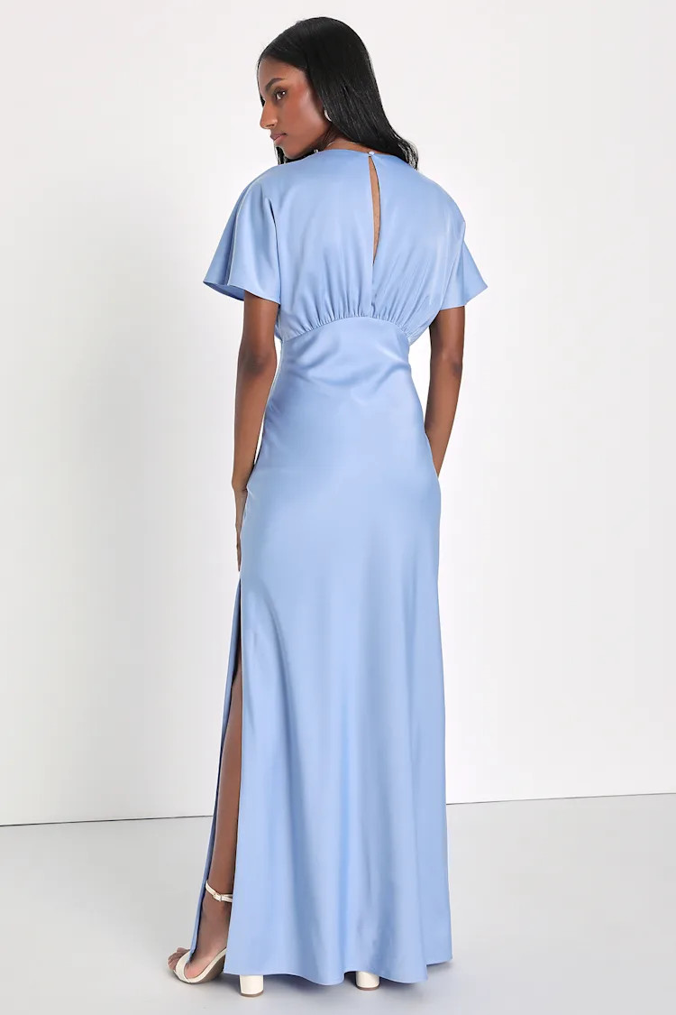 Pursuing Passion Light Blue Satin Dolman Sleeve Maxi Dress | Lulus (US)