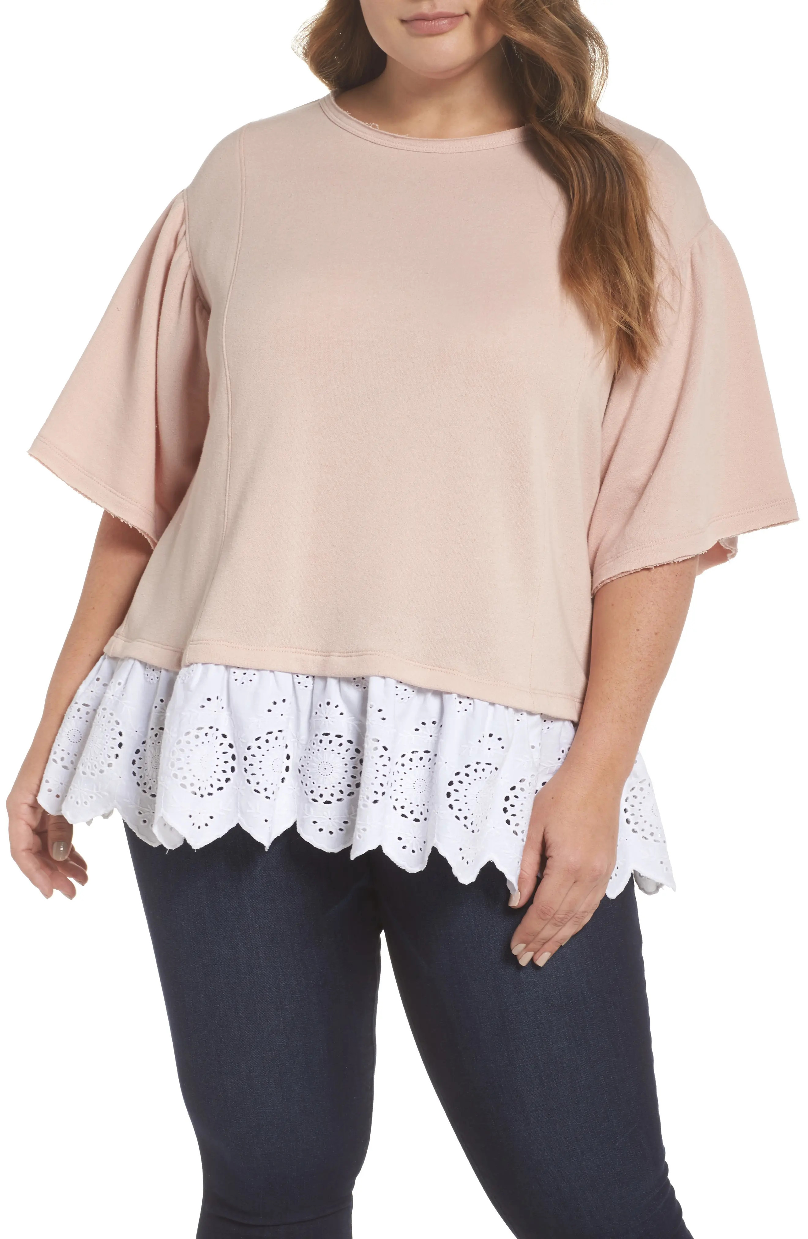 Twofer Lace Hem Sweatshirt | Nordstrom