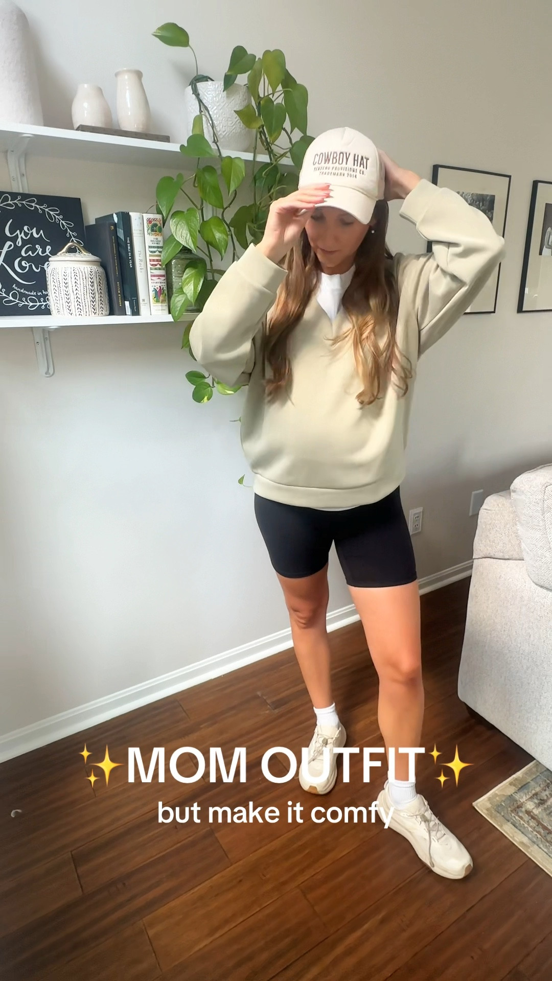 I loveeee the material of this sweatshirt so much!! Feels like butter.

⭐️ Sweatshirt: size large to fit bump
⭐️ Tshirt: size large (could have done medium)
⭐️ Biker shorts: size small and stretch great with a bump!

#LTKFindsUnder100