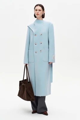 SELFWHO 100% Wool Long Scarf Collar Coat | SELFWHO