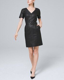 Petite Belted Coated Denim Dress | White House Black Market