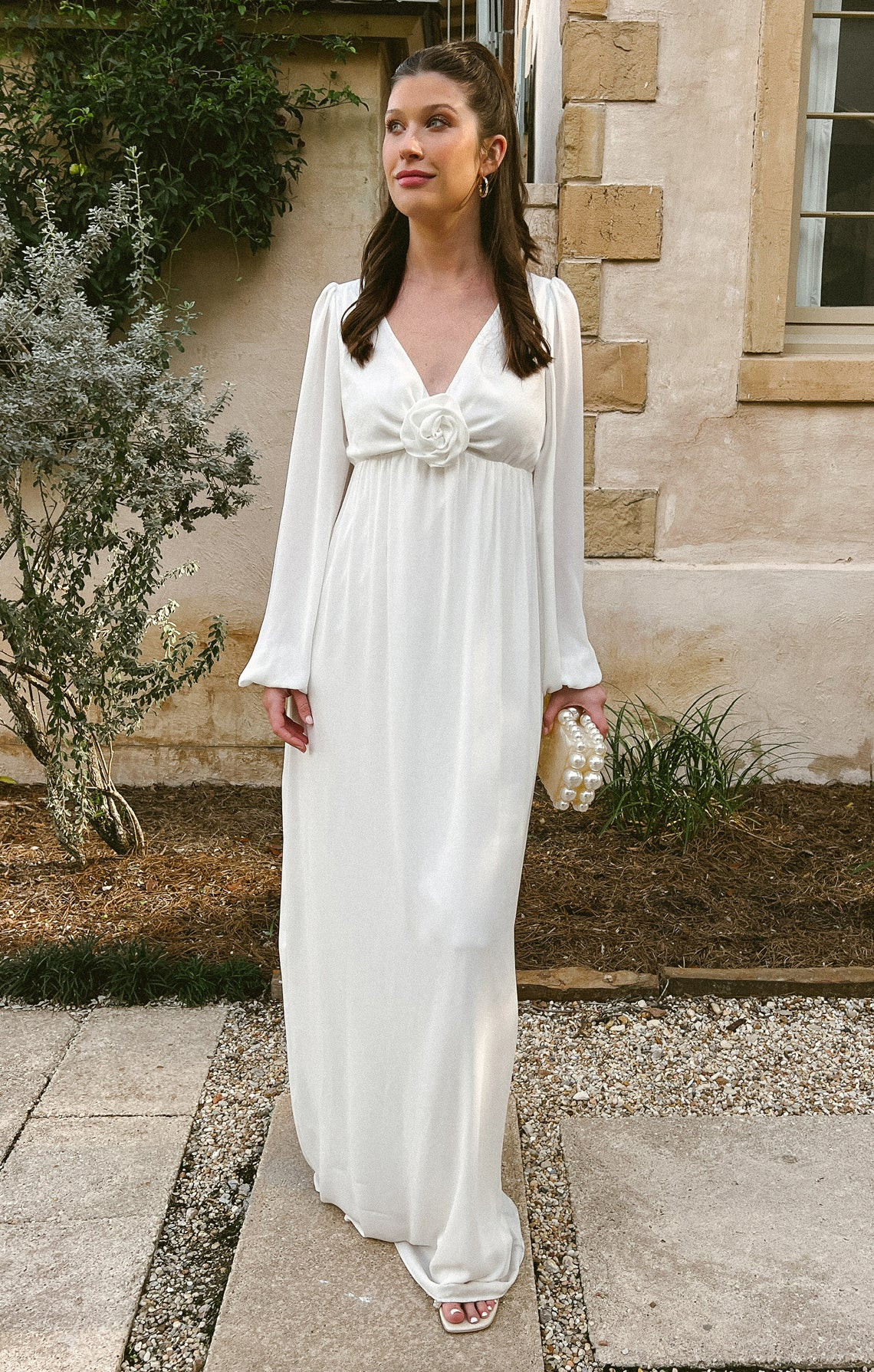 Rosetta Maxi Dress ~ White Silky Crepe | Show Me Your Mumu