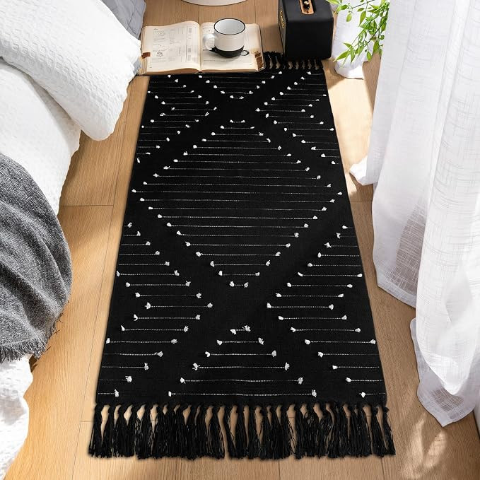 MitoVilla Boho Bathroom Runner Rug 2'x4.3', Black and White Kitchen Hallway Runner Rugs, Farmhous... | Amazon (US)