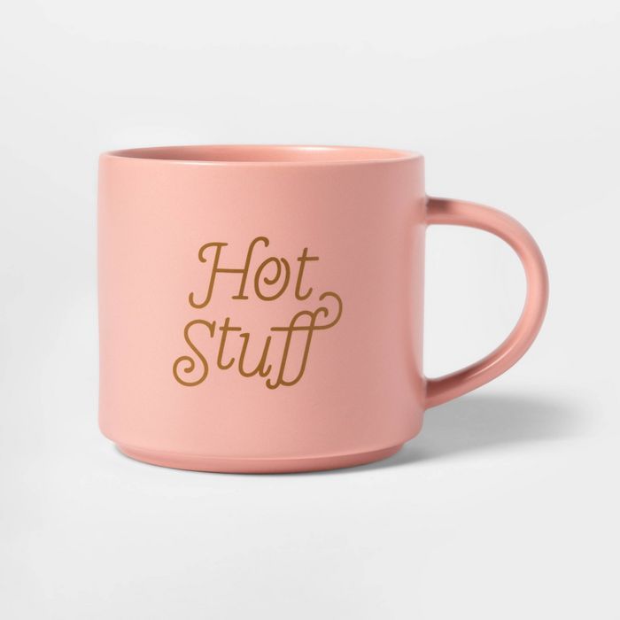 16oz Stoneware Hot Stuff Stacking Mug Pink - Threshold™ | Target