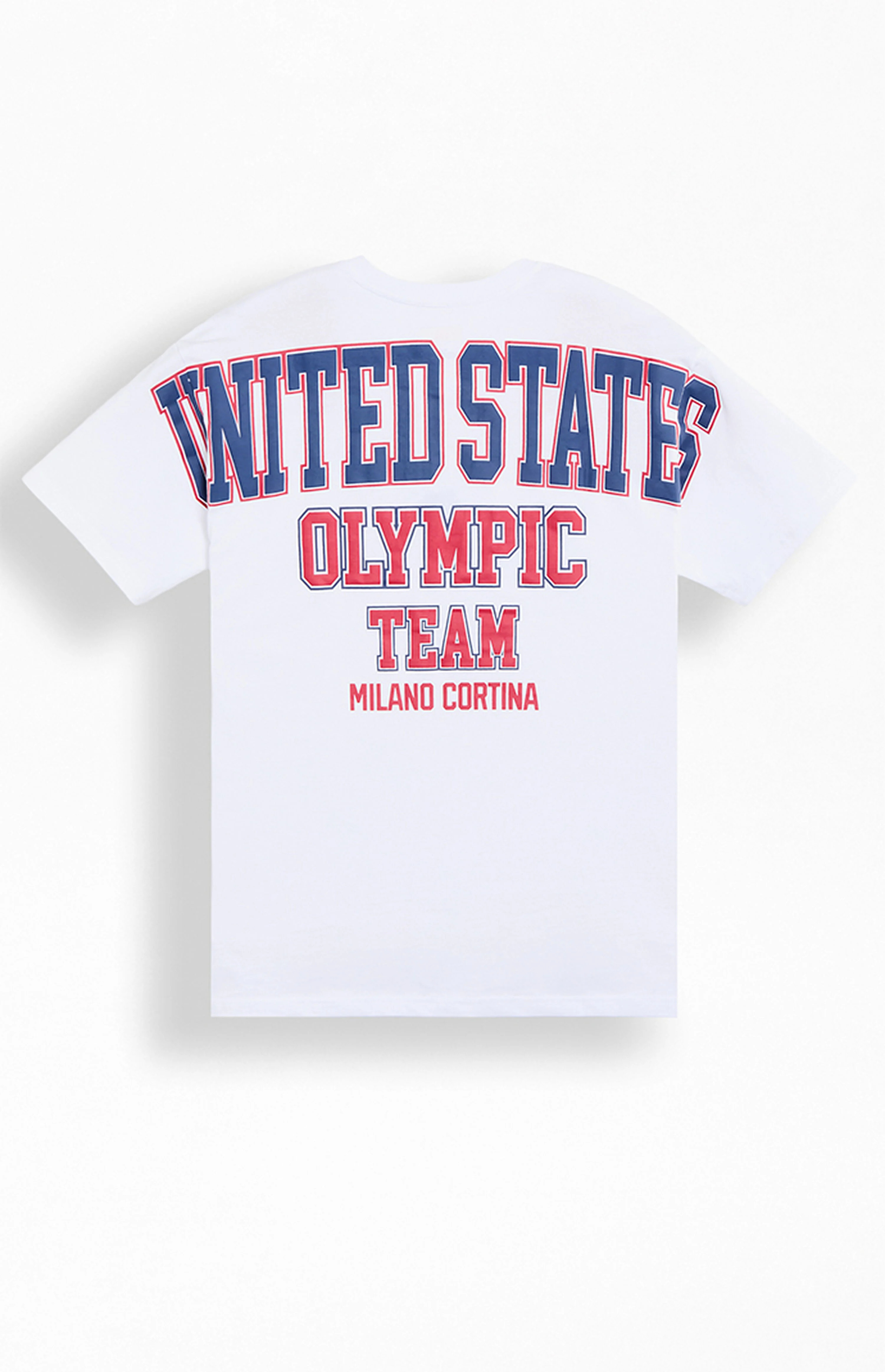 Olympics White Milano Cortina Team USA Puff Graphic T-Shirt | PacSun