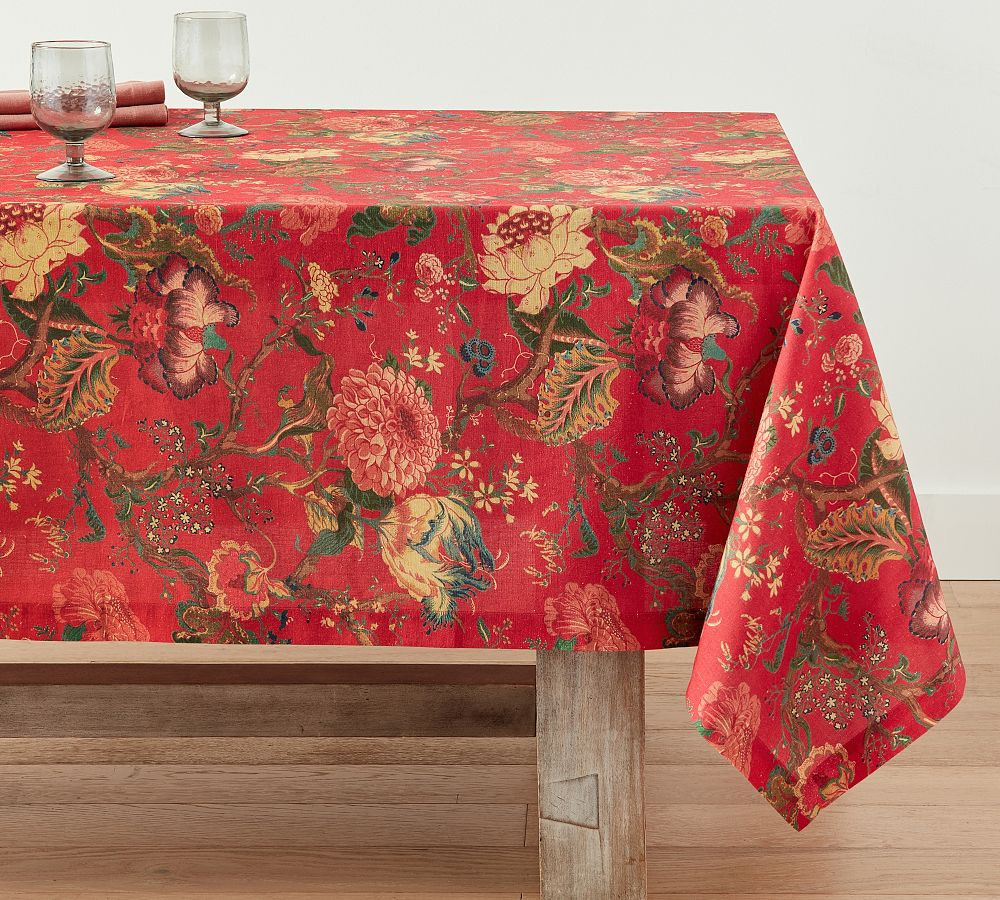 Dahlia Floral Cotton/Linen Tablecloth | Pottery Barn (US)
