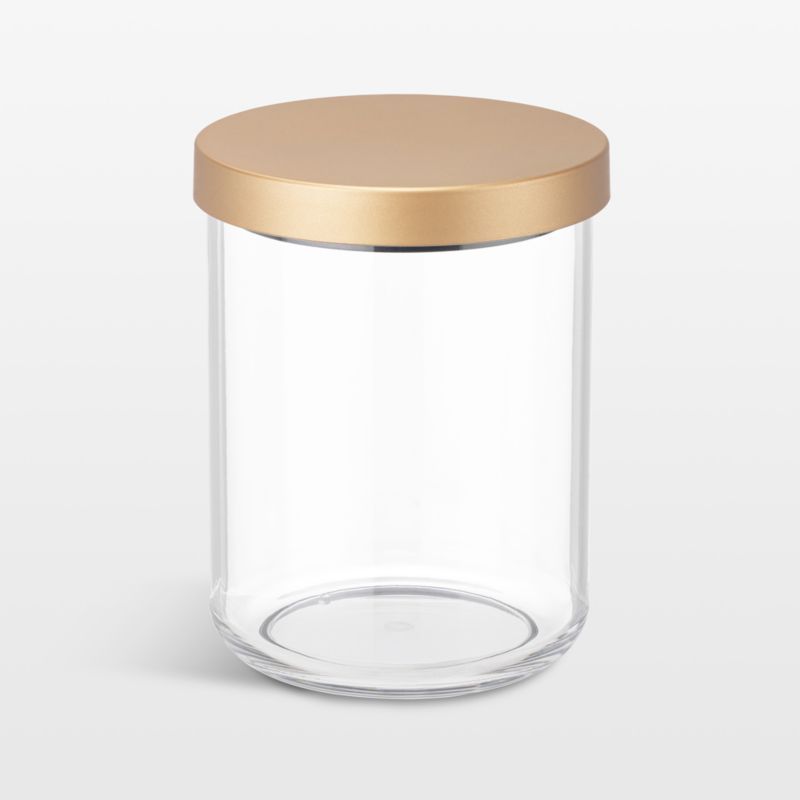 NeatMethod Small Clear Canister with Brass Lid + Reviews | Crate & Barrel | Crate & Barrel