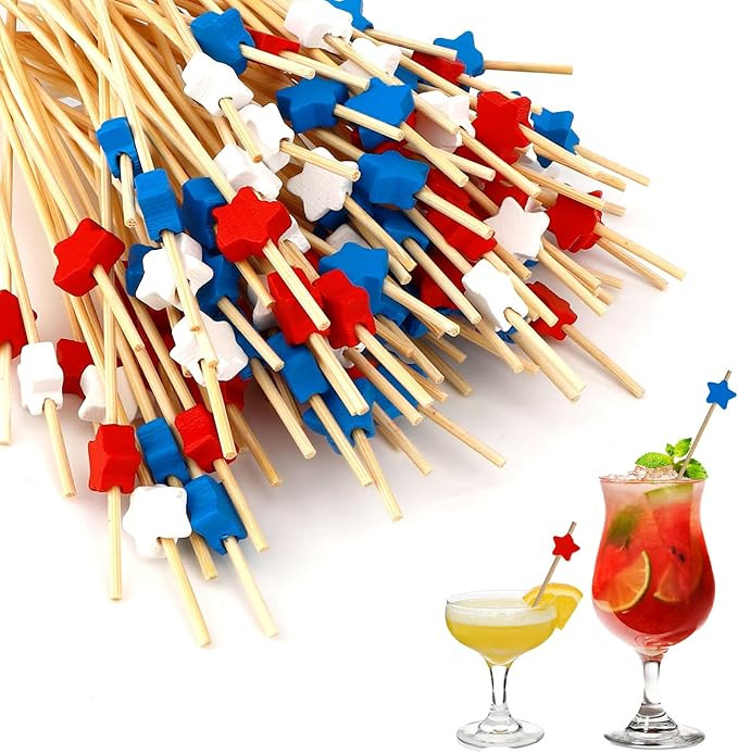 Amazon.com | 4th of July Toothpicks, 100 PCS Red White and Blue Star Toothpicks for Appetizers, B... | Amazon (US)
