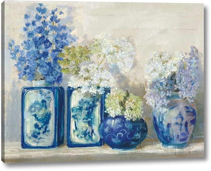 Ladys Mantle on Shiplap by Carol Rowan - 13" x 16" Canvas Art Print Gallery Wrapped - Ready to Ha... | Amazon (US)