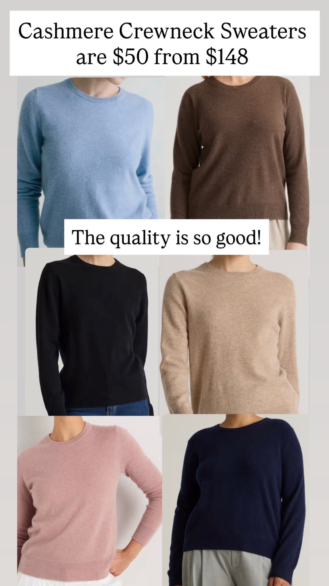Crewneck cashmere sweaters are $50 from $148

#LTKSaleAlert
