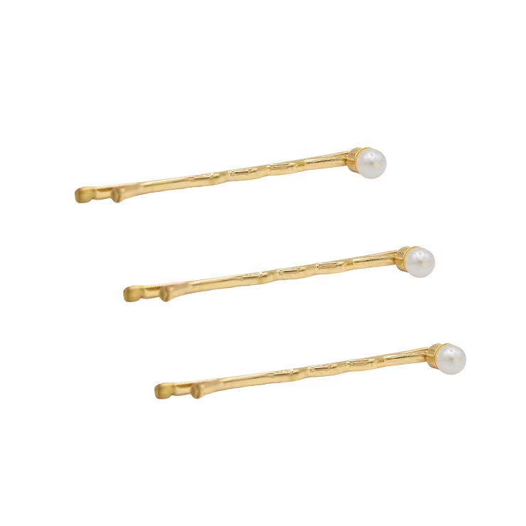LECHERY ITALIAN MADE GOLD PLATED FAUX PEARL BOBBY PIN (3 PIECE) - GOLD | Target