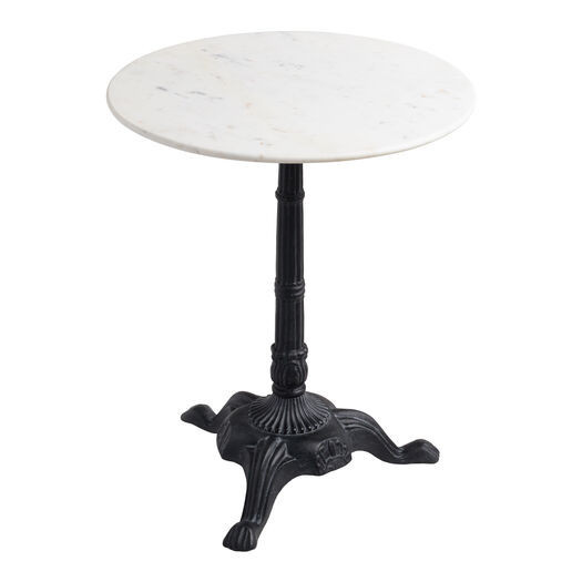 Round White Marble and Black Metal Bistro Side Table by World Market | World Market