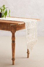 Anthropologie Macrame Table Runner Hand Woven Ivory Boho gypsy home decor | eBay US