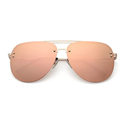 VIVIENFANG Mirrored Sunglasses Women Oversized Aviator Sunglasses for Women Reflective Mirrored Sunnies 87247C | Amazon (US)