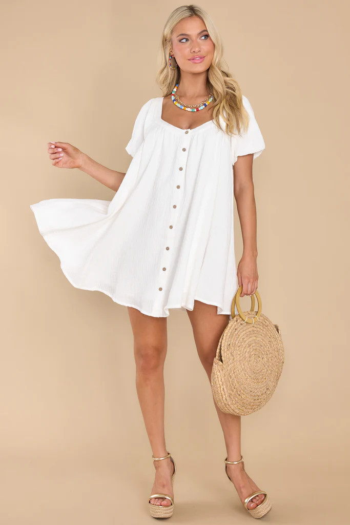 Talk About Charm White Gauze Dress | Red Dress 