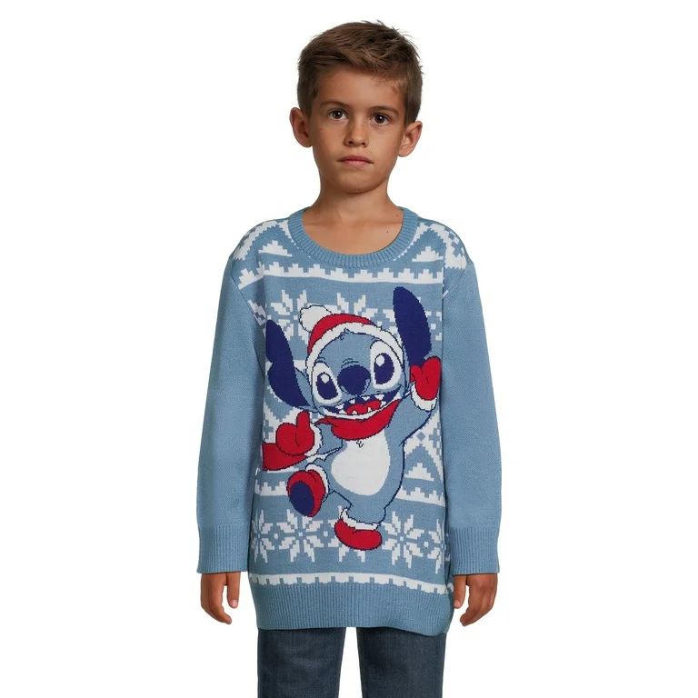 Disney Stitch Boys Graphic Holiday Crew Neck Sweater, Size XS-2XL | Walmart (US)