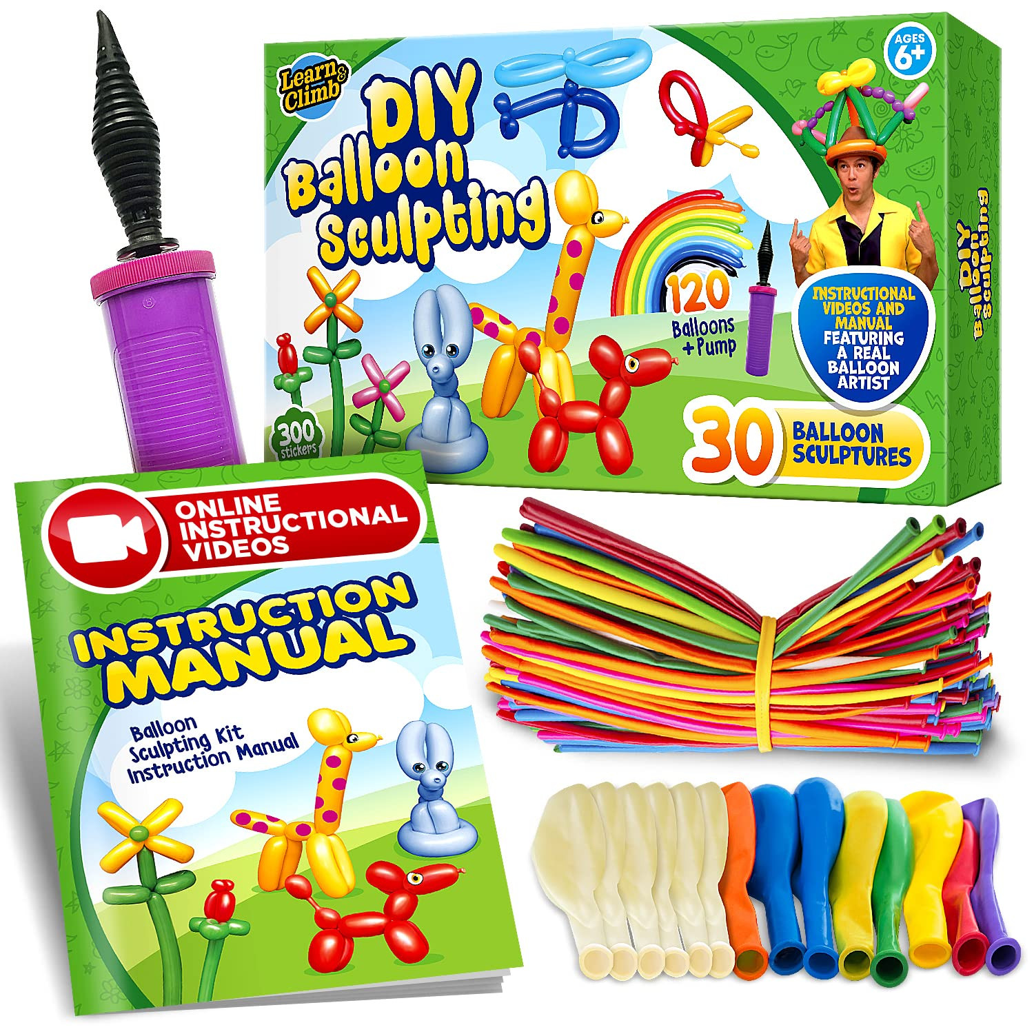 Learn & Climb DIY Balloon Animal Kit for Beginners. Fun Twisting & Modeling Activity for Party. M... | Amazon (US)