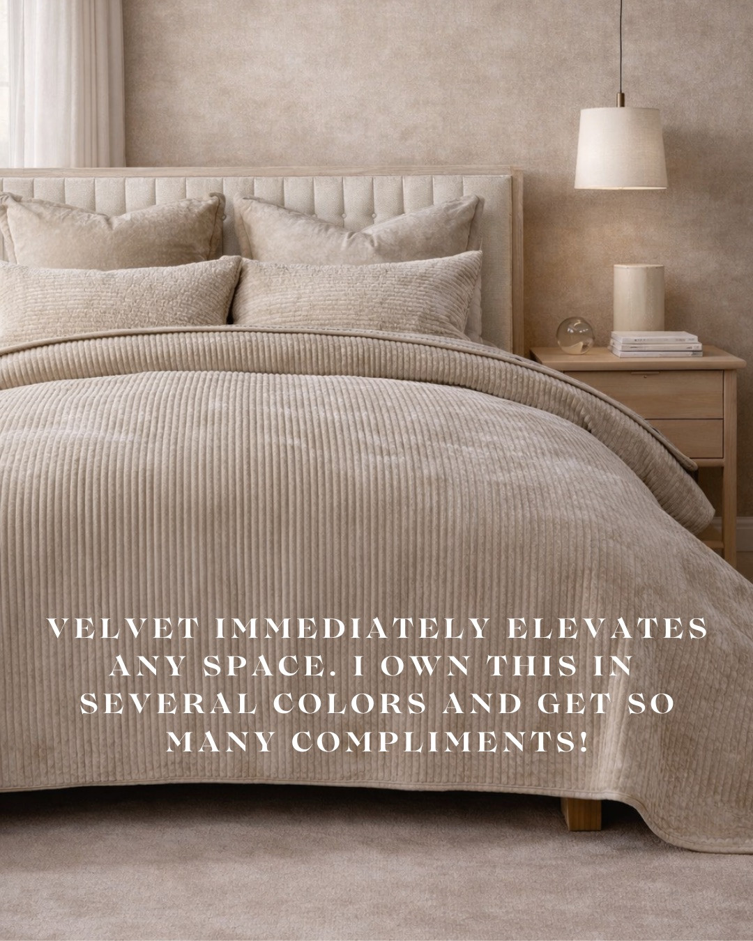 YOU NEED THIS — LUXE VELVET QUILT SET ! This VELVET QUILT instantly elevates any BEDROOM. The texture is rich, the color is timeless, and it gives that DESIGNER, HIGH-END look without the designer price tag. I own it in multiple colors because it completely transforms a space in seconds.

Soft. Elevated. Effortlessly polished.

#Amazon #TheHillaryStyle #VelvetBedding #LuxuryBedroom #NeutralHomeDecor #BedroomRefresh #DesignerLookForLess #AmazonHomeFinds #CozyAndChic #ElevatedLiving 

 #LTKU #LTKOver40 #LTKHome